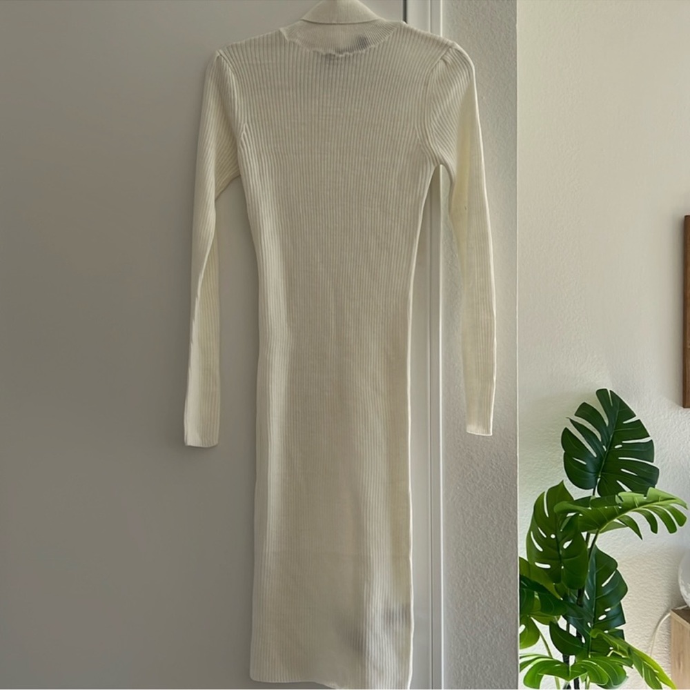 Set of 2 Dresses! Turtleneck Midi Brave Soul London Fitted Ribbed White & Black - Picture 4 of 12